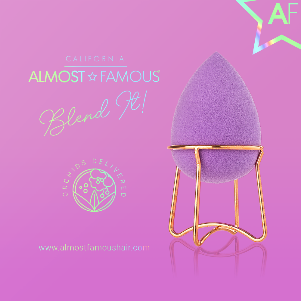 Professional Beauty Blender with Rose Gold Stand: Purple