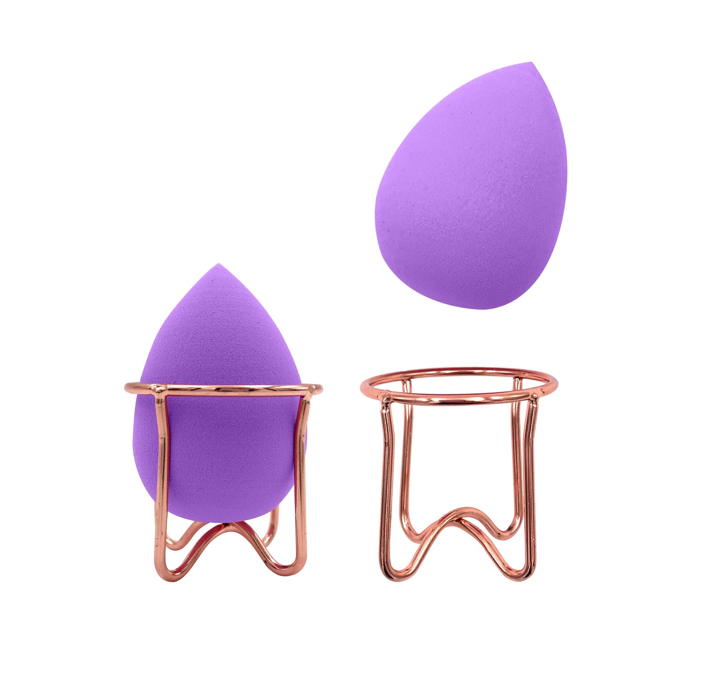 Professional Beauty Blender with Rose Gold Stand: Purple